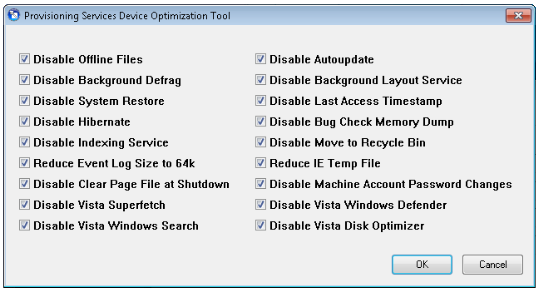 Optimiser Services Windows Vista