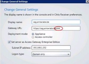 StoreFront Netscaler Gateway configuration