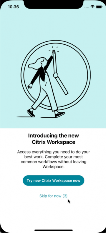 Screenshot of the new Citrix Workspace app