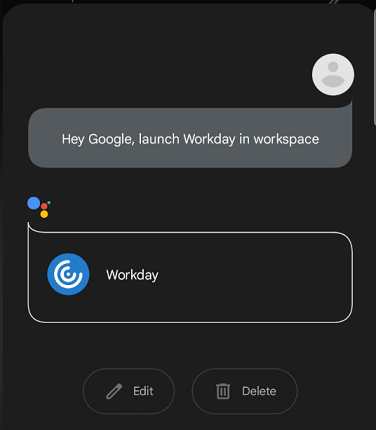 Screenshot of editing Google Assistant voice command