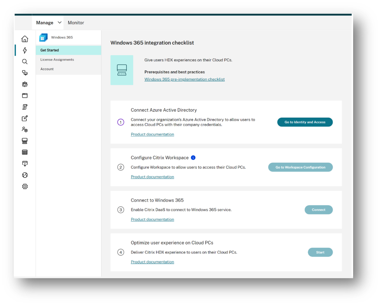 Screenshot of the Citrix Cloud console